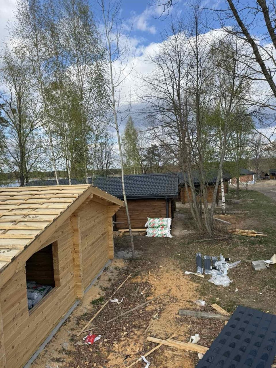 Cabins under construction