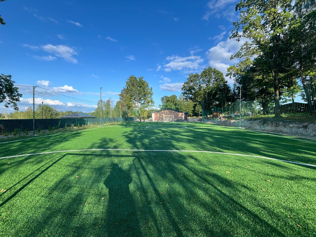 Completed sports field — panoramic view